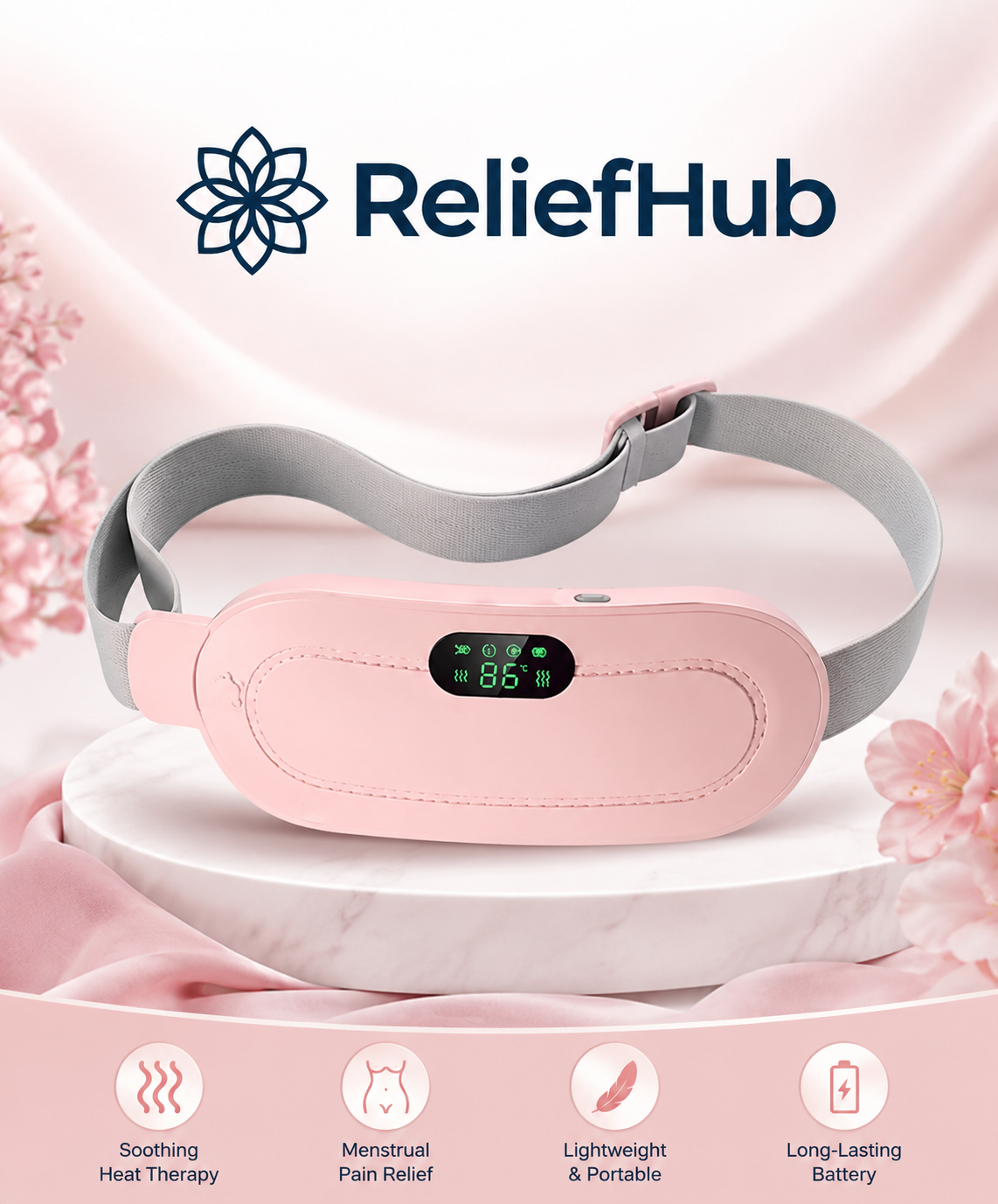 ReliefHub™ Smart Menstrual Heat Therapy Belt – Portable Period Pain Relief & Comfort