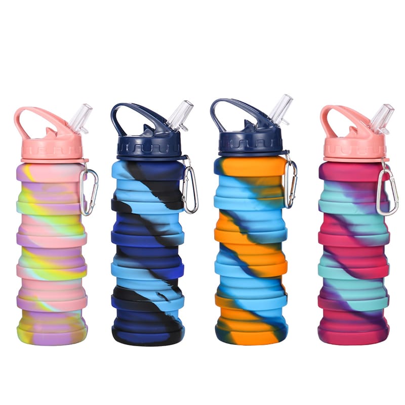 Premium Silicone Folding Water Bottle – 500ml Collapsible Sipper Bottle with Bag Hanging Hook