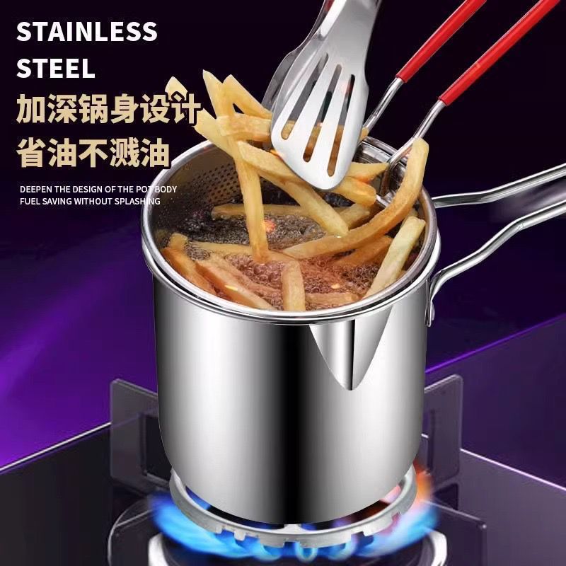 Premium Stainless Steel Deep Fryer Pot With Strainer Basket | Oil-Saving Compact Frying Pot For Crispy French Fries, Samosa, Nugget & Chicken (Rs. 1699)
