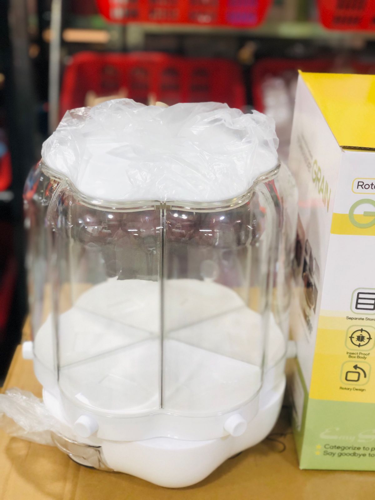 360° Rotating Multi-Functional Grain Storage Dispenser | 6-Grid Moisture-Proof Kitchen Cereal & Pulses Organizer Box (Rs. 6999)