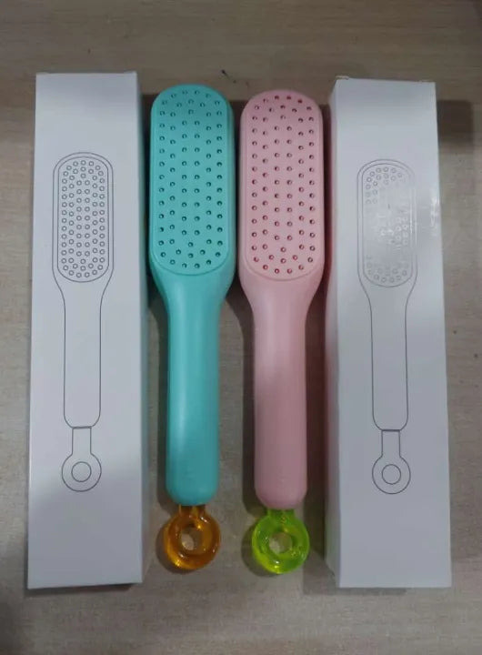 Self Cleaning Hair Brush, One-Click Cleaning Telescopic Hair Comb, Anti-Static Telescopic Hairbrush, Anti-Hair Entangled Automatic
