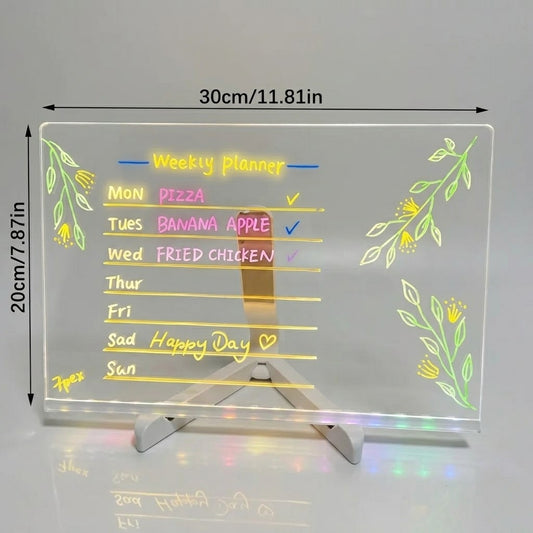 Premium Acrylic Glowing LED Message Board | Aesthetic Desk Lamp & Night Light (20x20cm & 30x20c