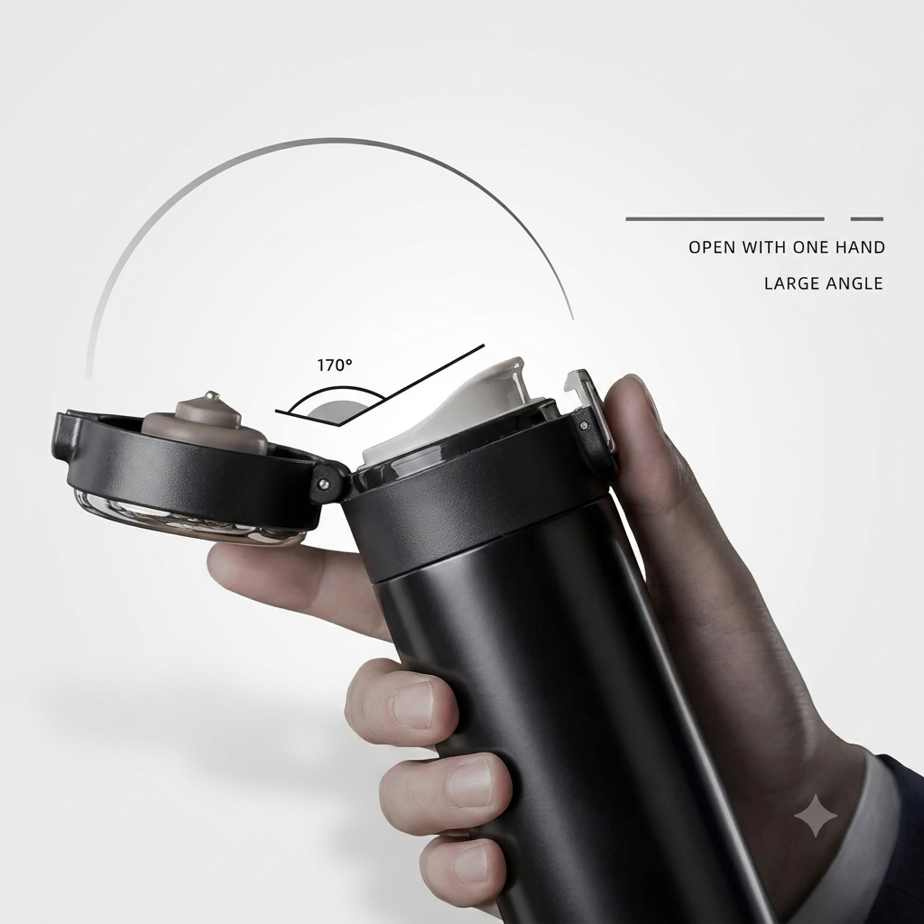 Smart Office Thermos Cup – LED Temperature Display Vacuum Travel Mug (Premium Black)
