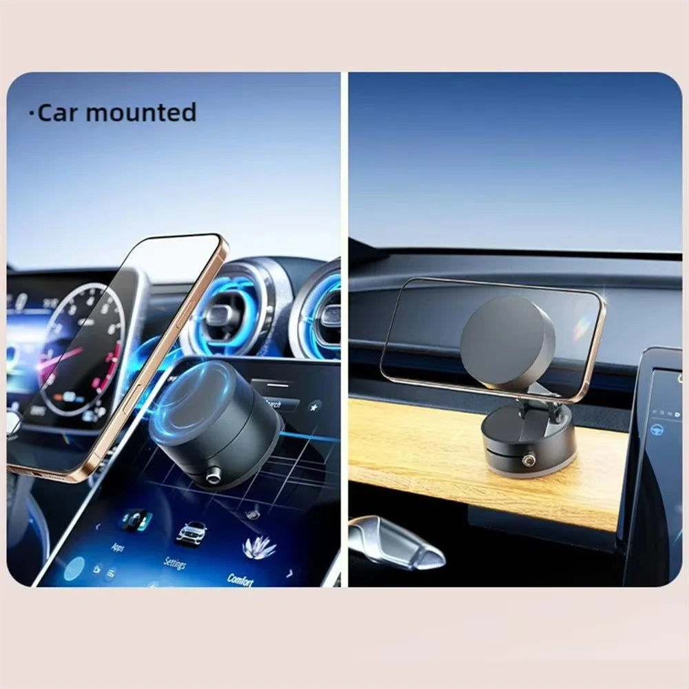 Mobile Phone Vacuum Suction Cup Holder Foldable Desk Stand for iPhone Android Kitchen Lazy Vacuum Double Sided Magnetic Bracket