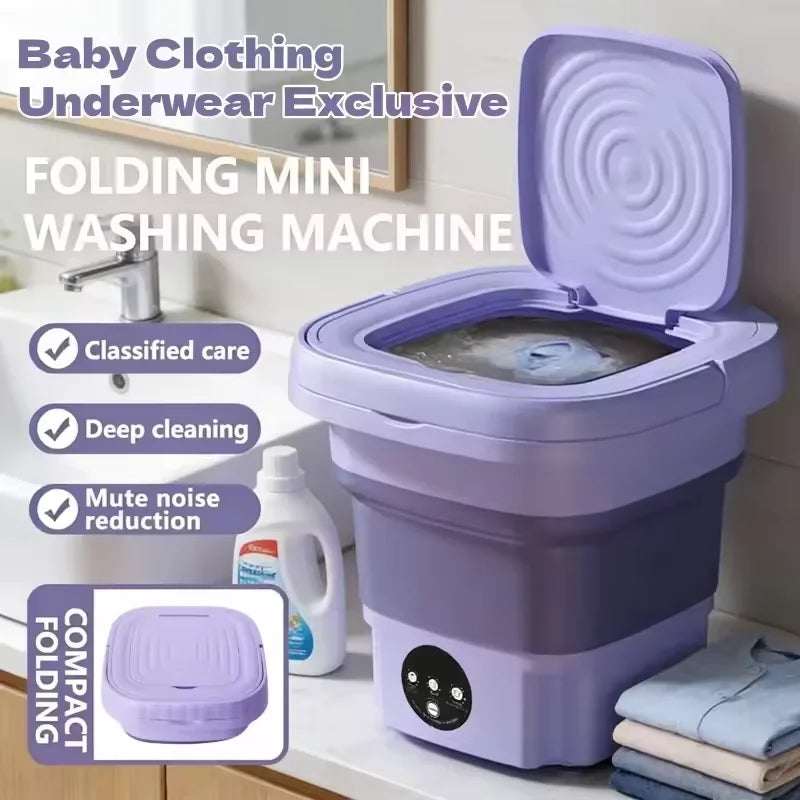 Portable Folding Mini Washing Machine Bucket for Clothes Socks Underwear Cleaning Washer Portable Small Travel Washing Machine