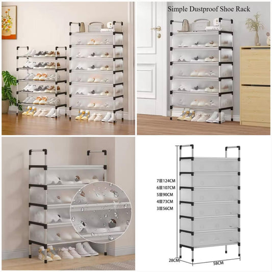 Modern Dust-Proof Shoe Rack Organizer with Protective Flip Cover (5 & 6 Layers)
